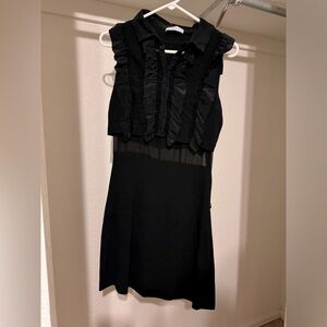 Sandro Collared Dress with Ruffle Detail